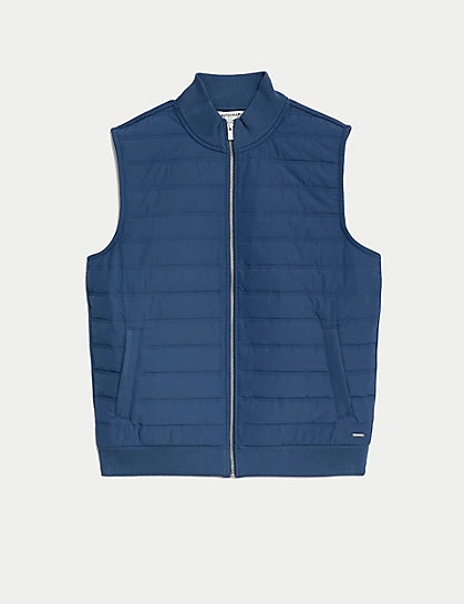 Cotton Blend Zip Up Gilet