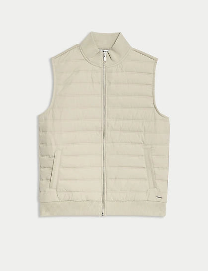 Cotton Blend Zip Up Gilet