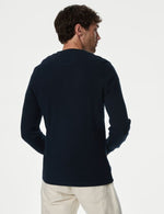 Pure Cotton Henley Waffle Long Sleeve Top