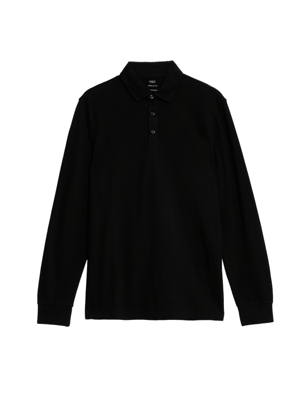 Pure Cotton Long Sleeve Polo Shirt