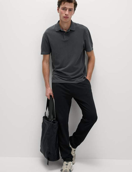 Cotton Blend Garment Dyed Polo Shirt