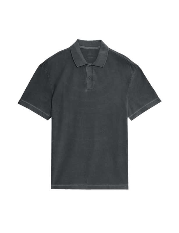 Cotton Blend Garment Dyed Polo Shirt