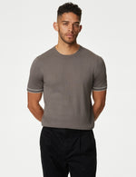 Silk Cotton Crew Neck Knitted T-Shirt