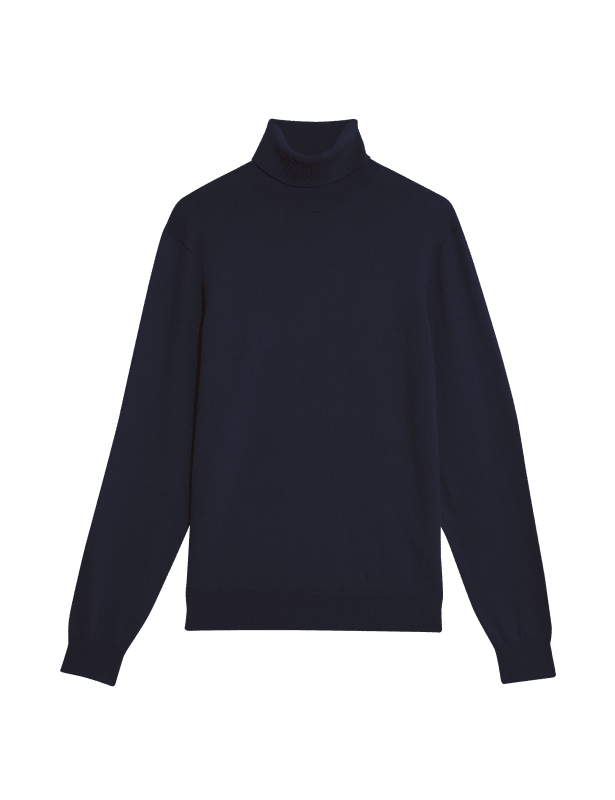 Cotton Rich Roll Neck Jumper with Wool