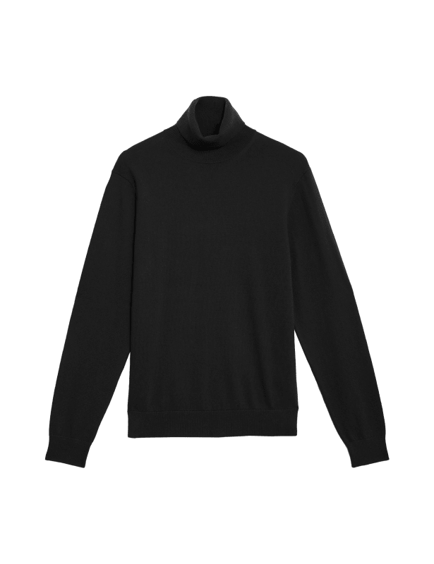 Cotton Rich Roll Neck Jumper with Wool