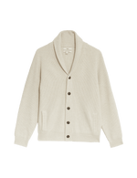 Cotton Blend Ribbed Shawl Collar Cardigan