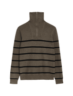 Cotton Blend Striped Half Zip Jumper