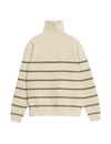 Cotton Blend Striped Half Zip Jumper