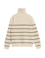 Cotton Blend Striped Half Zip Jumper