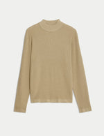 Cotton Rich Textured High Neck Jumper with Modal