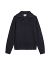 Textured Shawl Collar Jumper with Wool