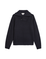 Textured Shawl Collar Jumper with Wool