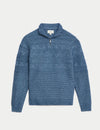 Textured Half Zip Jumper with Wool