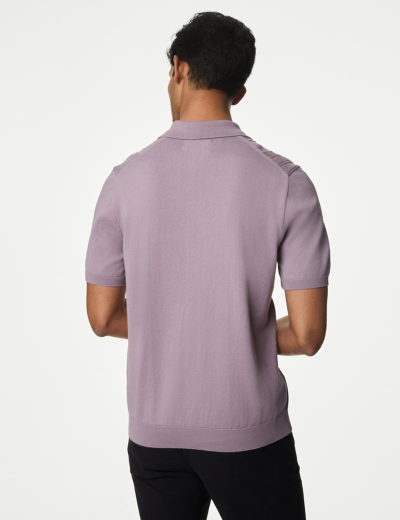 Cotton Rich Textured Knitted Polo Shirt