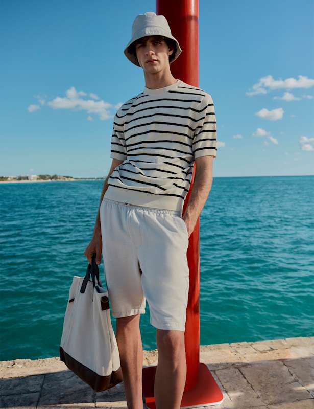 Cotton Rich Striped Knitted T-Shirt