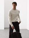 Textured Crew Neck Knitted Jumper
