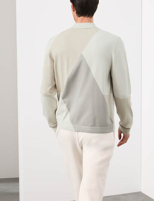 Half zip Long Sleeve Knitted Polo Shirt