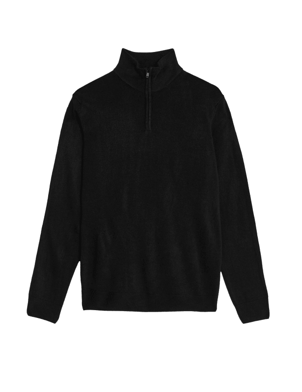 Cashmilon™ High Neck Half Zip Jumper