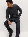 Relaxed Fit Pinstripe Flat Front Trousers