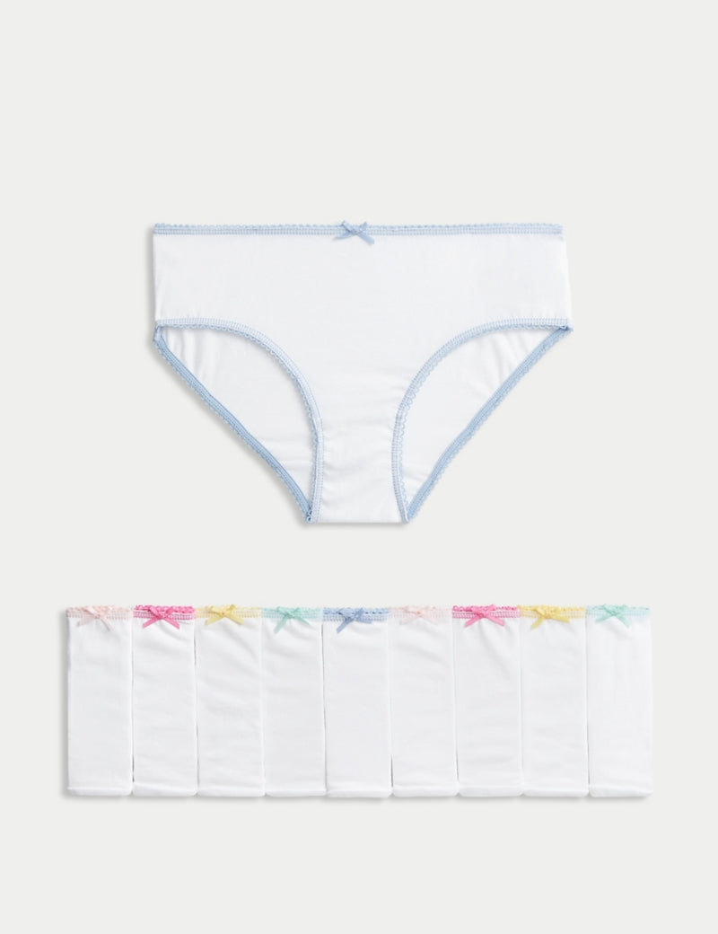 10pk Pure Cotton Knickers (2-16 Yrs)