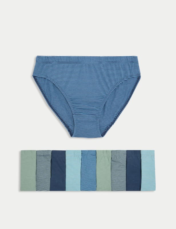 10pk Pure Cotton Striped Briefs (2-14 Yrs)