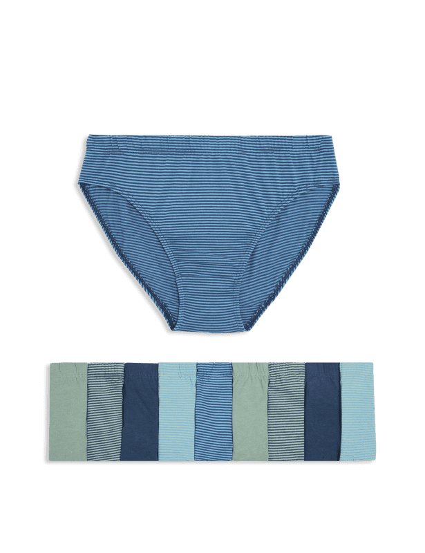 10pk Pure Cotton Striped Briefs (2-14 Yrs)