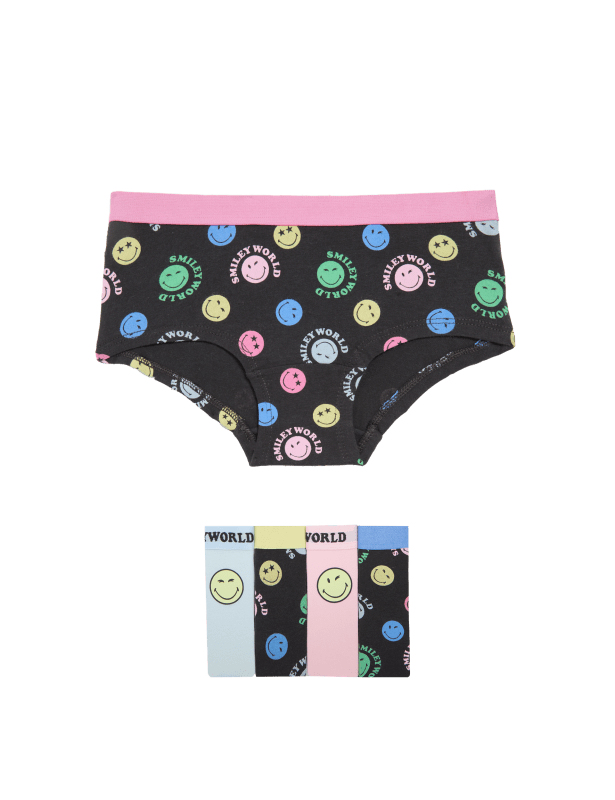 5pk Cotton with SmileyWorld® Shorts (5-16 Yrs)