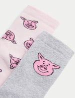 2pk Terry Percy Pig™ Slipper Socks (6 Small - 7 Large)