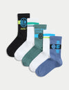 5pk Cotton Rich Anime Sports Socks (6 Small - 7 Large)