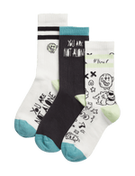 3pk Cotton Rich Patterned Socks (6 Small - 7 Large)