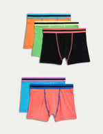 5pk Cotton Rich Bright Trunks (5-16 Yrs)