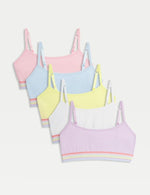 5pk Cotton-Rich Rainbow Crop Tops (6-16 Yrs)