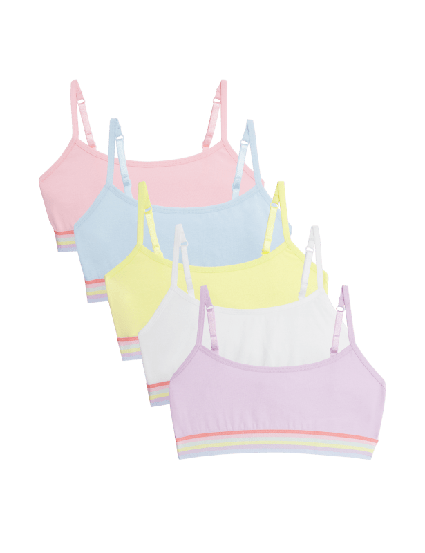 5pk Cotton-Rich Rainbow Crop Tops (6-16 Yrs)