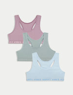 3pk Cotton-Rich Racerback Crop Tops (6-16 Yrs)