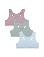 3pk Cotton-Rich Racerback Crop Tops (6-16 Yrs)