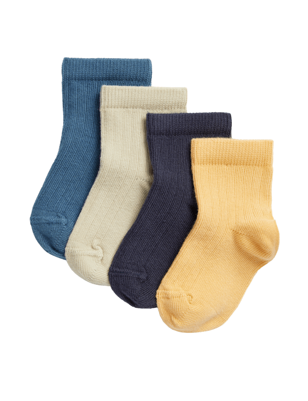 4pk Cotton Rich Ribbed Baby Socks