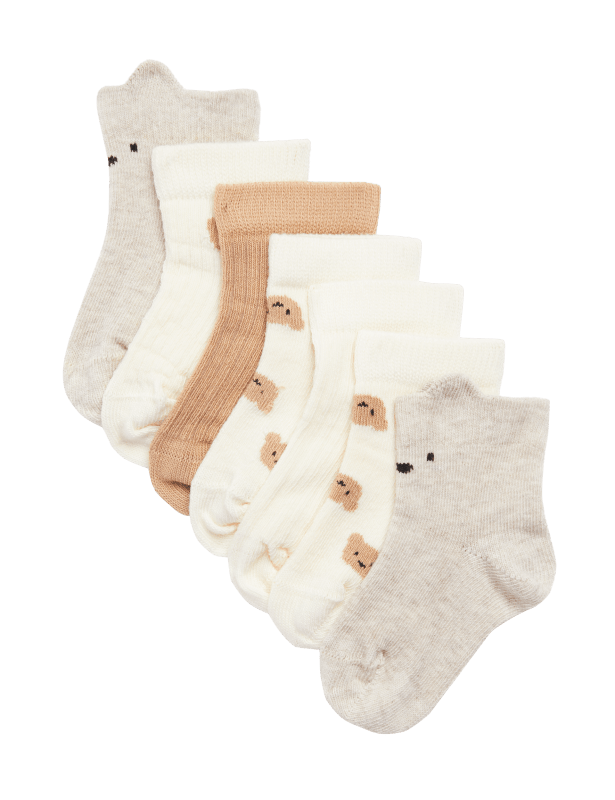 7pk Cotton Rich Spencer Bear™ Baby Socks (0-3 Yrs)