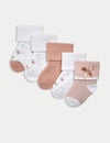 5pk Cotton Rich Rosebud Baby Socks (0-24 Mths)