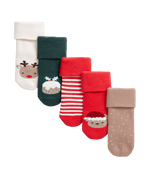 5pk Cotton Rich Terry Christmas Baby Socks