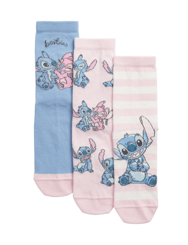 3pk Cotton Rich Lilo & Stitch™ Socks (6 Small - 7 Large)