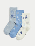 3pk Cotton Rich Disney Frozen™ Socks (6 Small - 3½ Large)