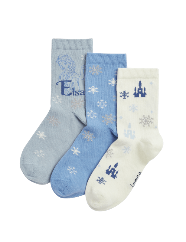 3pk Cotton Rich Disney Frozen™ Socks (6 Small - 3½ Large)