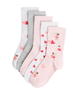 5pk Cotton Rich Ballerina Socks (6 Small - 7 Large)