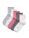 5pk Cotton Rich Floral Ribbed Socks (6 Small - 7 Large)