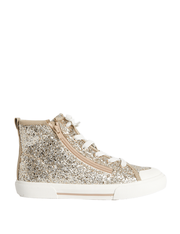 Kids' Glitter High Top Trainers (4 Small - 6 Large)