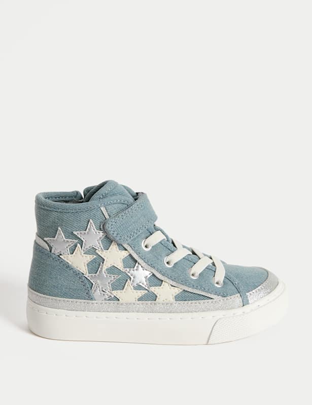 Kids’ Denim Star High Top Trainers (4 Small - 2 Large)