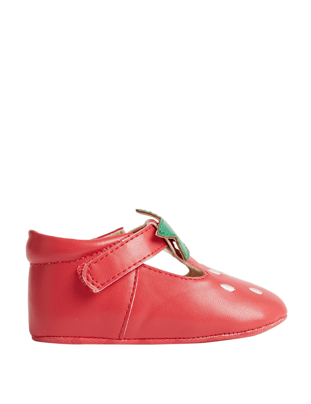 Strawberry Riptape Pram Shoes (0-18 Mths)