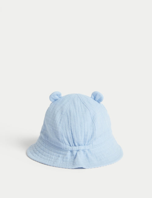 Kids' Pure Cotton Bear Sun Hat (0-18 Mths)