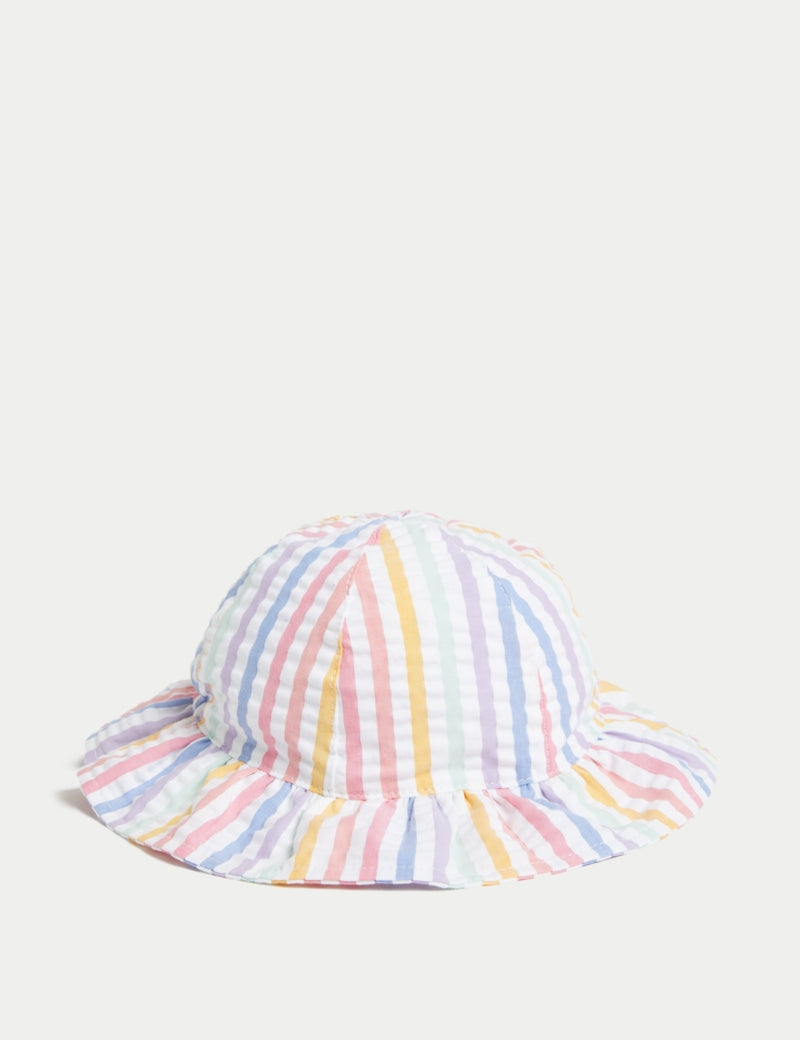 Kids' Pure Cotton Striped Sun Hat (0-1 Yrs)