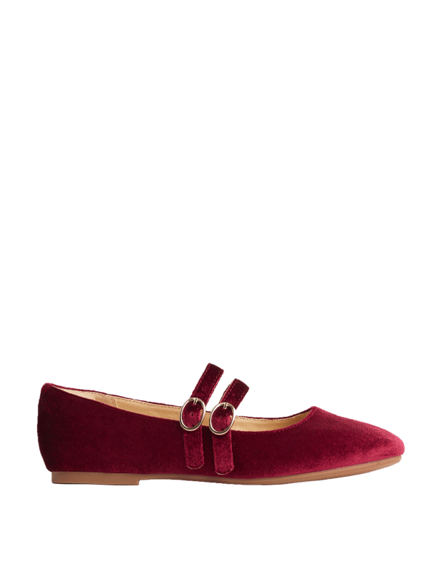 Kids' Velvet Ballet Pumps (1 Large - 6 Large)